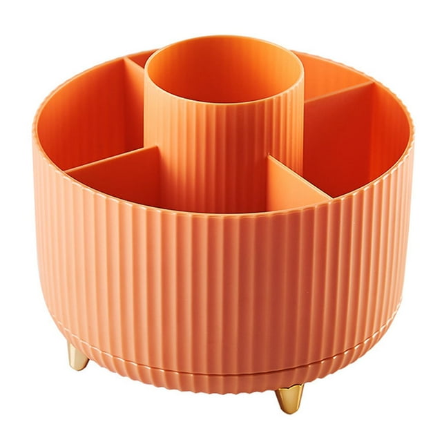 Organizador de cosméticos shamjiam portaescobillas Rotación 360 grados 5 compartimentos naranja