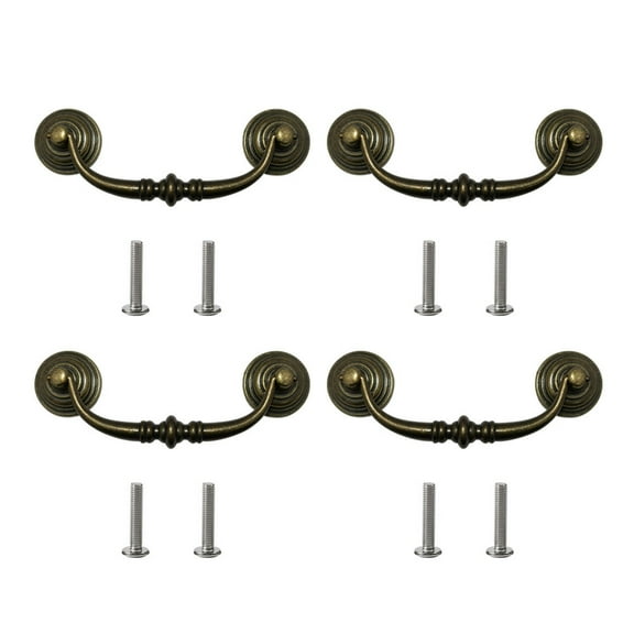 YIEMEEN Set of 4 Practical Antique Bronze Drawer Handles Hole Center for Shabby Elegant Dressers and Kitchen Supplies Cabinets