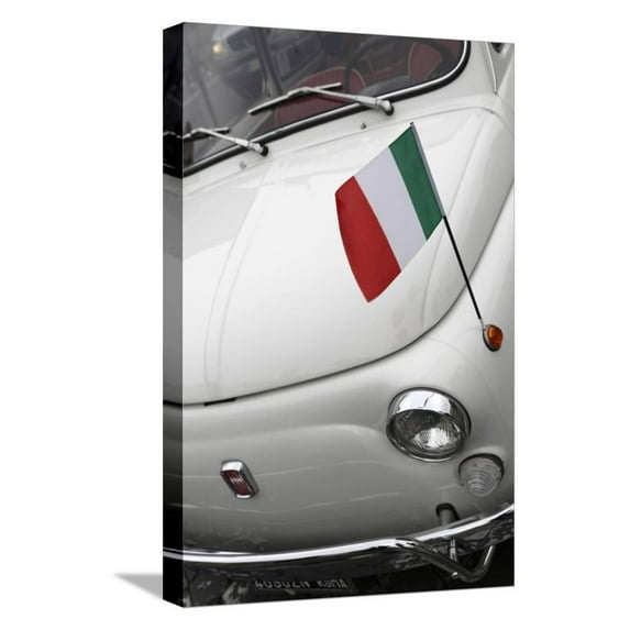 Italian Flag on Fiat 500 Car, Rome, Lazio, Italy, Europe, Transportation Stretched Canvas Wall Art by Stuart Black Sold by ArtCom