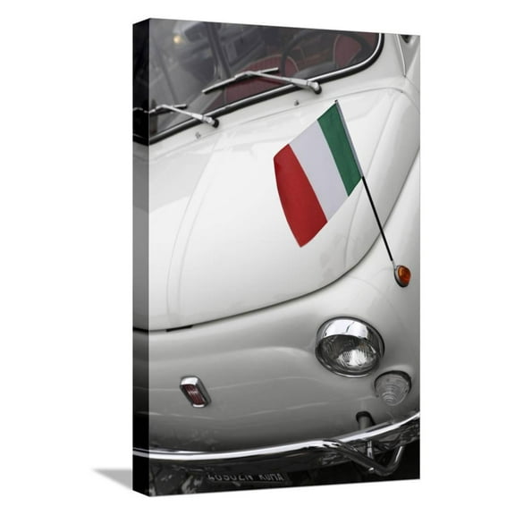 Italian Flag on Fiat 500 Car, Rome, Lazio, Italy, Europe, Transportation Stretched Canvas Wall Art by Stuart Black Sold by ArtCom