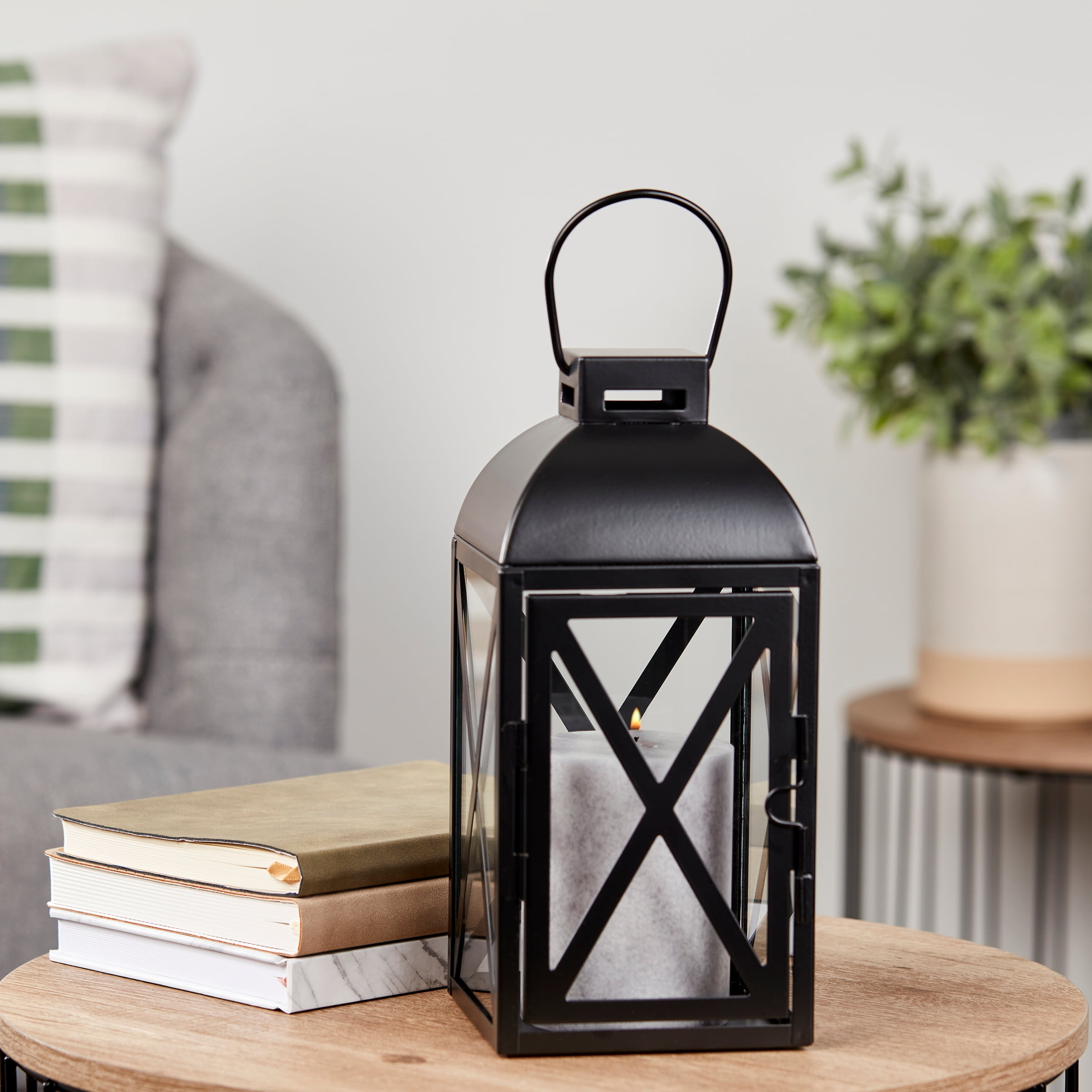 Mainstays Decorative Black Metal Pillar Candleholder Lantern