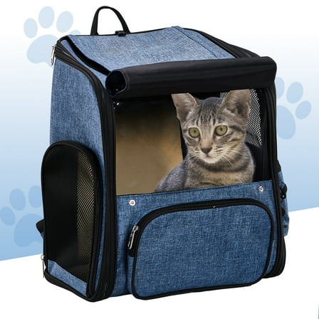 Zimtown Expandable Pet Carrier Backpack, Airline Approved Travel Backpack with Breathable Mesh, Holds up to 26lbs, Denim Blue