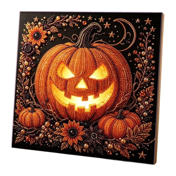 OADUKQ Halloween Diamond Art Kit, Acrylic Bead Mosaic Craft Kit, Halloween Mantel Decor and Cozy, Halloween 1, 7.87 X 7.87 in