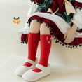 thumbnail image 4 of NAISIBABY Girls Christmas Socking, Non Slip Stretch Cotton Breathable Kids Knee High Socks Red Free Size, 4 of 9