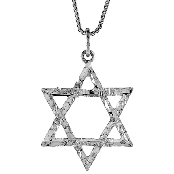 Sterling Silver Star of David Pendant, 1 inch