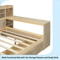 thumbnail image 5 of Wooden Full Size Daybed with Storage Shelves, Multi-functional Bed with Two Storage Drawers and Study Desk, Natural, 5 of 11