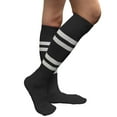 thumbnail image 4 of Couver Cotton 4 White Stripes Knee High Softball Baseball Sports Tube Socks, Black/White, Large, 4 of 7
