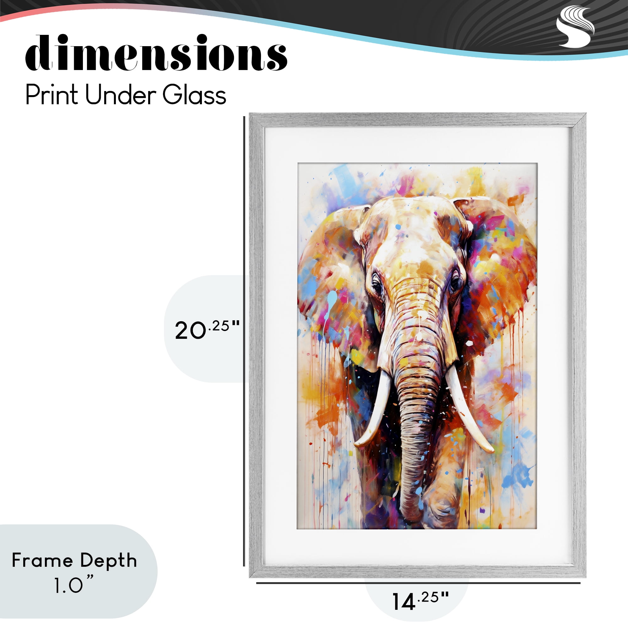 Stupell Industries Wild Elephant Bull Gray Framed Print Under Glass, design by Ray Powers