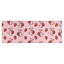 Pink Cow Strawberry Pattern Kitchen Rug Mat,Kitchen Runner Rugs Non Skid Washable,Decorative Kitchen Floor Mats for Kitchen,Sink,Laundry,17"X47"