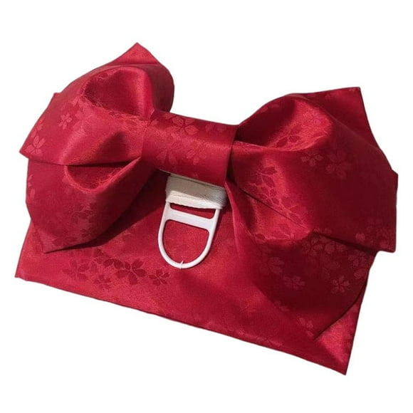 lionlar footful Kimono Obi Jacquard Pre-Tied Bow Waist Strap Cummerbund Red