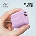 thumbnail image 4 of Liquipel Powertek Pastel Braided 20W Combo Wall Charger - Purple, 4 of 7