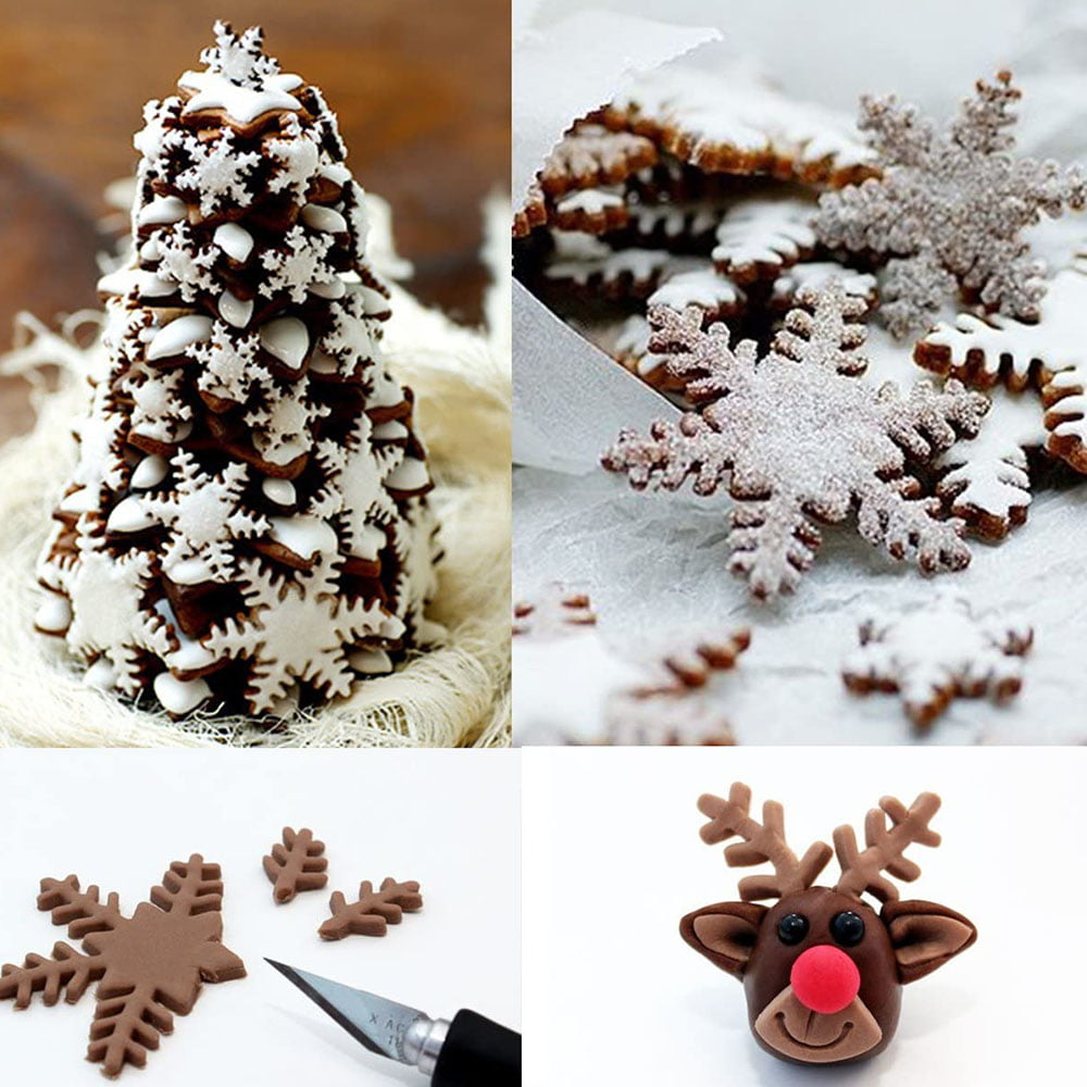 Elinka Fondant Cake Cutter Mold Decorating Plunger Sugarcraft Snowflake Cutters Tools Set of 3