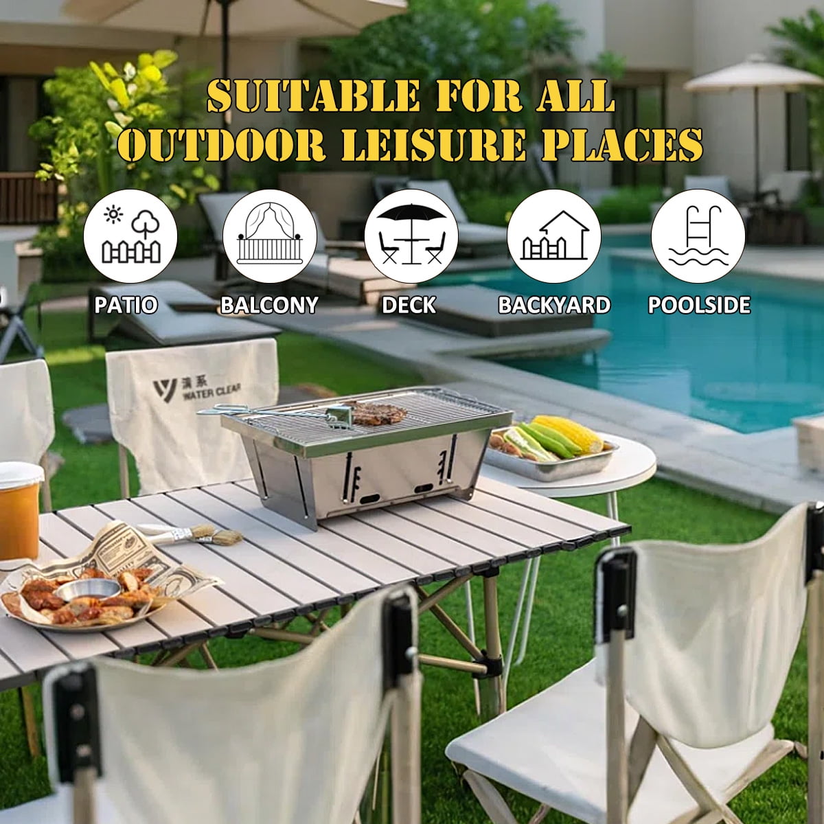 AJ Enjoy 14'' Rectangular Portable Mini Charcoal Grill