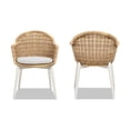 thumbnail image 3 of Santorini 19" Wicker Back Outdoor Patio Dining Chair Set of 2 Beige Olefin, 3 of 11