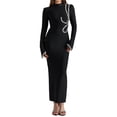 thumbnail image 1 of Vestido BELLA BARNETT con vendaje en forma de diamante, manga larga, negro, 1 of 5