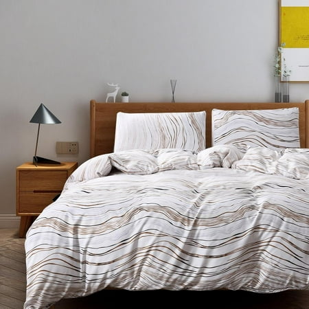 Quilt And Duvet Yosoo Bedding Duvet Cover Set Wave Pattern,3 Piece Soft Microfiber Polyester Duvet Comforter Quilt Cover with Zipper Closure Best Organic Modern Style for Men and Women ()