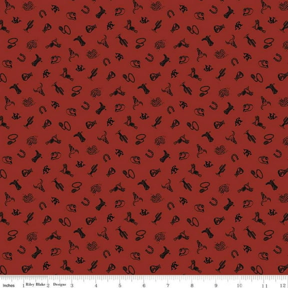 John Wayne Courage Icons Barn Red Cotton Fabric