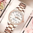 thumbnail image 2 of Reloj de Cuarzo con Diamantes para Mujer, Pantalla de Fecha y Día, Luminoso, Correa de Acero Inoxidable, Reloj de Pulsera de Lujo, 2 of 5