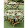thumbnail image 5 of Outdoor Tablecloth with Umbrella Hole Zipper Christmas Green Round Tablecloth 60" Waterproof Outside Table Cloth Xmas Cute Elk Winter Leaves Cartoon Snowflake Patio Table Cover Tablecloths for Picnic, 5 of 8