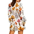 thumbnail image 3 of Yuyamidu Mushroom Women Long Sleeve Dresses Casual V-Neck Dress for Women Size S Maple Leaves Flowy Swing Dresses Fall Winter A Line Dress, Thanksgiving, 3 of 7
