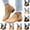 Khaki, variant on Summer Booties for Women Casual Ankle Low Heel Boots Fall Chunky Comfortable Short Wedge Shoes (Khaki)
