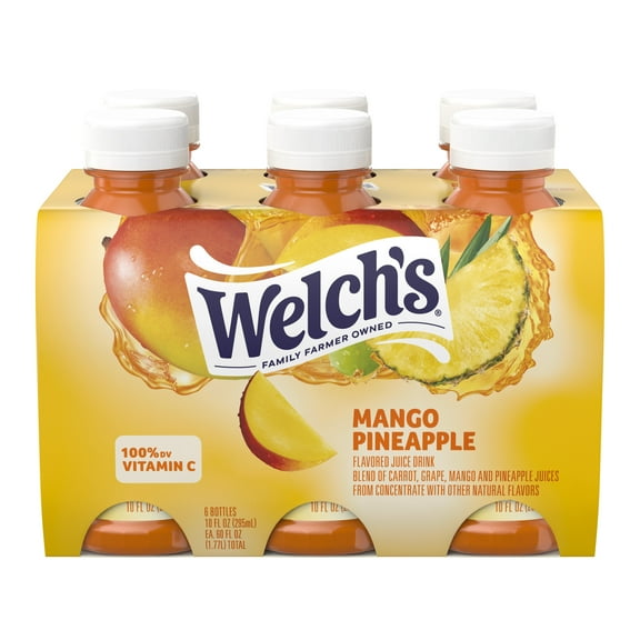 Welch's Mango Pineapple Juice Drink, 10 fl oz On-the-Go Bottle (Pack of 6)