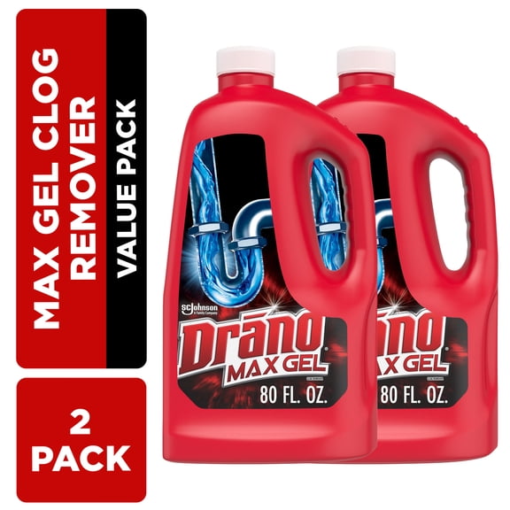 Drano Max Gel Clog Remover, 80 fl oz, 2 ct