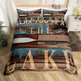 thumbnail image 4 of 2024 Paddle Duvet Cover Set Rustic Farmhouse Bedding Set Polyester Lake House Wooden Stripe Comforter Cover l Lake Quilt Cover, 4 of 7