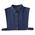 thumbnail image 2 of Women's Denim False Collar, Detachable Layering Dickey for Sweaters and Blouses, Button Down Decorative Collar to Refresh Tops and Dresses-Dark Blue, 2 of 8