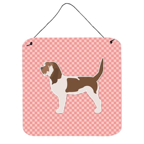 Grand Basset Griffon Vendeen Checkerboard Pink Wall or Door Hanging Prints
