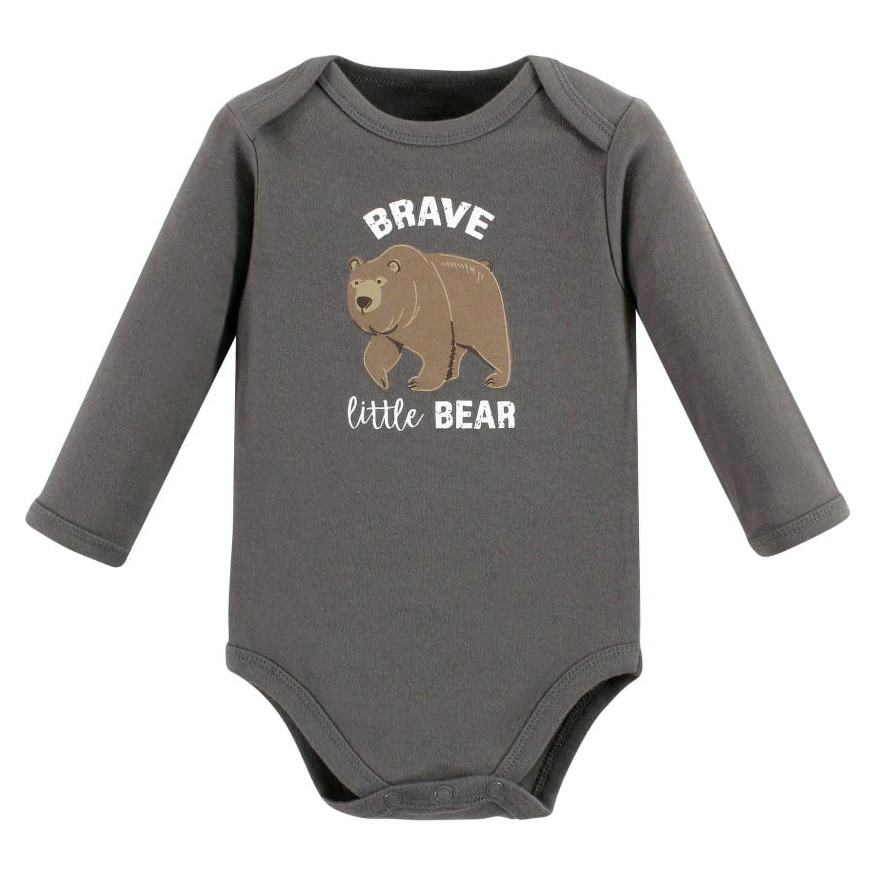 Touched by Nature Organic Cotton Long-Sleeve Bodysuits, Boy Woodland Alphabet 5-Pack, 0-3 Months