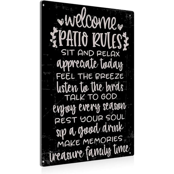 Vintage Welcome Porch Rules Sign Metal Tin Sign Wall Decor - Retro Sign for Home Porch Decor Gifts - 8x12 Inch