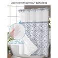 thumbnail image 6 of No Hook Shower Curtain with Snap-in Liner, Grey Flowers Waterproof Fabric Bathroom Curtains, Spring Floral Farmhouse Retro Art Bath Curtains & Mesh Top Window 54"x78", 6 of 9