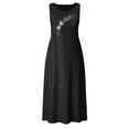 thumbnail image 4 of Wycnly Womens Dresses Beach Casual Loose Swing Tunic Tank Cotton Linen Sun Dresses Dandelion Print Crewneck Sleeveless Maxi Summer Dress Black s Clearance Under $5, 4 of 4