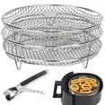 thumbnail image 2 of MesaSe 3 Pcs Air Fryer Rack with Anti-scalding Clip Stainless Steel Removable Air Fryer Stacking Rack  Air Fryer Dehydrator Rack Reusable Air Fryer Rack Accessories for Baking Roasting 7., 2 of 10