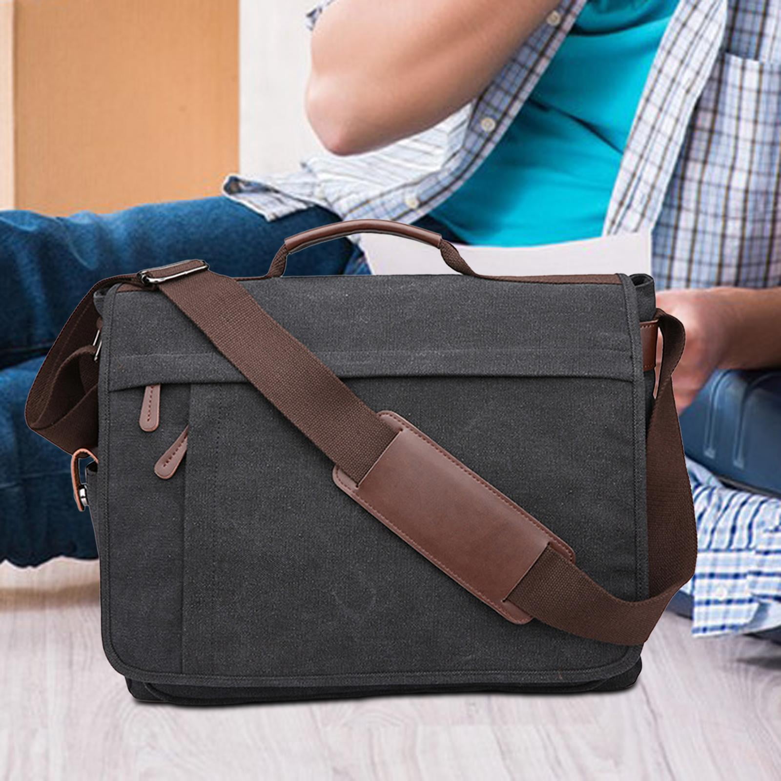 Wxqbjtam Business Briefcase Men Briefcase Satchel Wear Resistant Travelling Pouch Stylish Black
