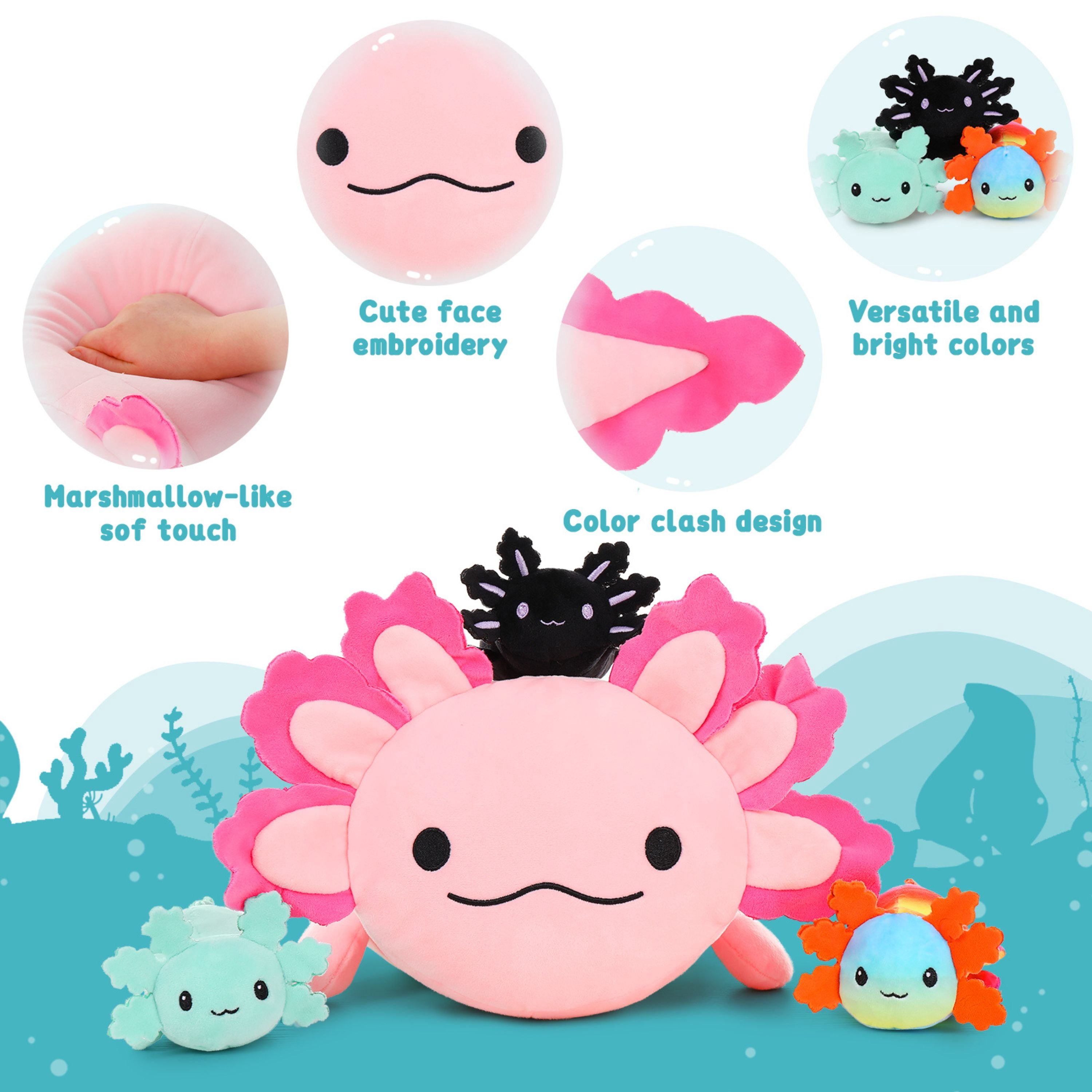 MaoGoLan 23.5" Giant Axolotl Stuffed Animals with 3 Babies Inside Large Axolotl Plush Toy