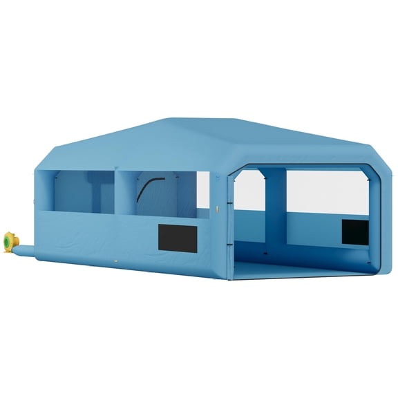 Jocisland 26.2x13.1x10 FT Inflatable Paint Booth with 950W 550W Blowers, Upgrade 4-Stage Filters System, Portable Paint Booth with PVC Windows