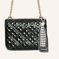 thumbnail image 2 of Unique Bargains 1 Pc Fashion Pearl Scarf Plaid Print Handbag Charm Bag Accessories Black, 2 of 5