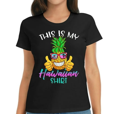 Hawaiian Pineapple This Is My Hawaiian Tropical Lu Graphic Tee for Women - Casual and Cool Short Sleeve T-Shirt with Aesthetic Design