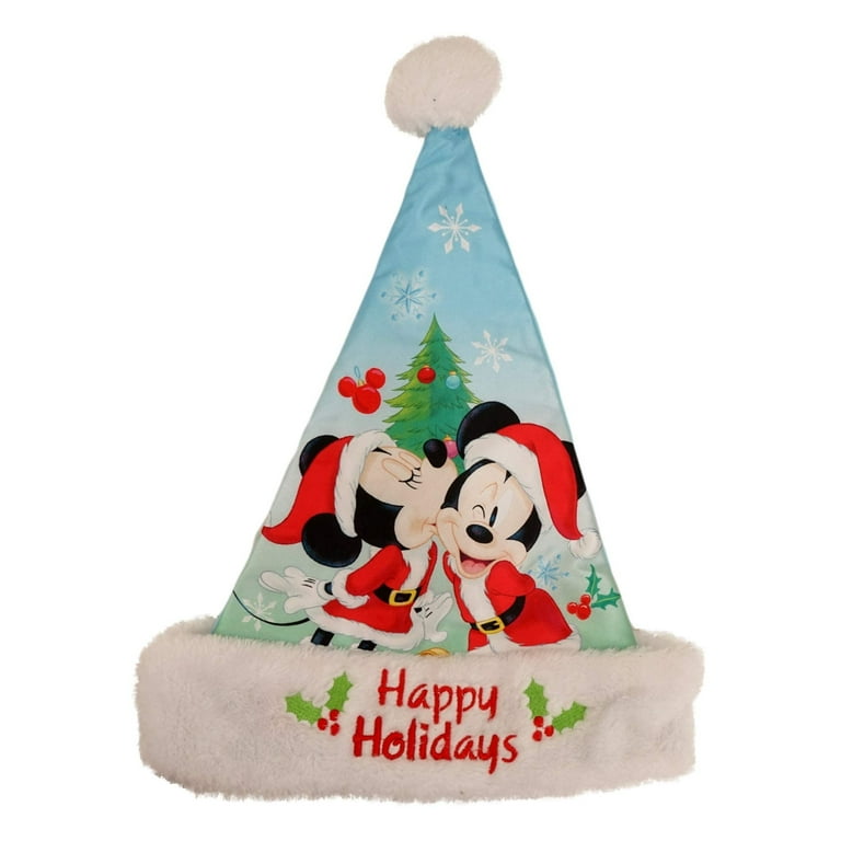 Minnie and Mickey Mouse Christmas Santa Hat 16 in tall Blue
