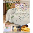 thumbnail image 4 of Spring Floral Sofa Covers for 3 Cushion,Washable Couch Cover for Sectional Sofa Slipcovers with Tassel,Vintage Eucalyptus Botanical Herb Summer Loveseat Covers Futon Cover Throw Blanket 71''x118'', 4 of 8