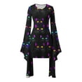 thumbnail image 4 of Fewfanhot Robes d'Automne d'Halloween pour Femmes 2025 Robe Décontractée à Col Rond avec Imprimés Effrayants et Style Asymétrique Robe à Enfiler Patchwork, 4 of 5