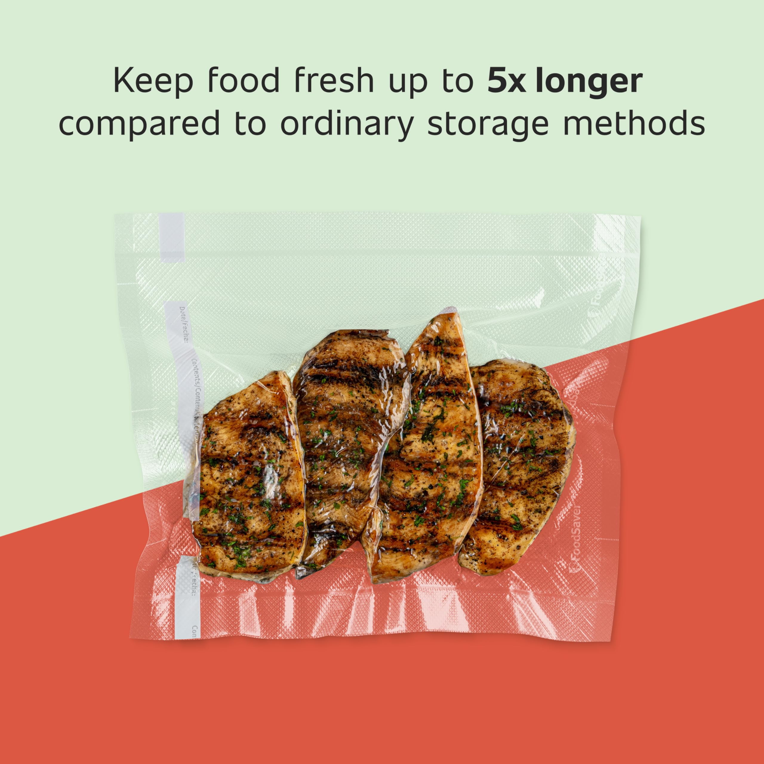 FoodSaver 8" x 20' Vacuum Sealer Bag Rolls, 3-Count BPA-Free Vacuum Seal Rolls for Custom Size Food Storage Bags and Sous Vide, Works wirh FoodSaver Vacuum Sealer Machines, 60 Feet Total