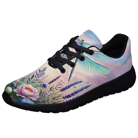Dragonfly Flower Spring Garden Shoes Sneakers Black Size 3.5