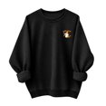 thumbnail image 5 of QATAINLAV Womens Halloween Sweatshirt Cute Ghost Pumpkin Graphic Fall Crewneck Tops Letter Print Front and Back Graphic Long Sleeve Shirts Black M, 5 of 7