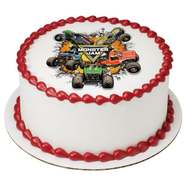 Monster Jam Monster Trucks Edible Cake Topper Image 1 4 Sheet Walmart Com