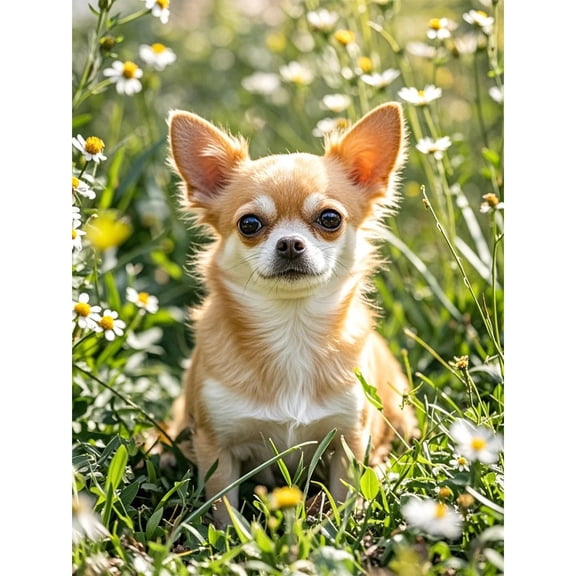 Fawn Chihuahua Diamond Art 5D Diamond Painting DIY Kits Full Round Drill Bead Gem by Number Mosaic Embroidery Arts and Crafts for Living Room Bedroom Home Wall Decor 12x16 inch / 30x40cm