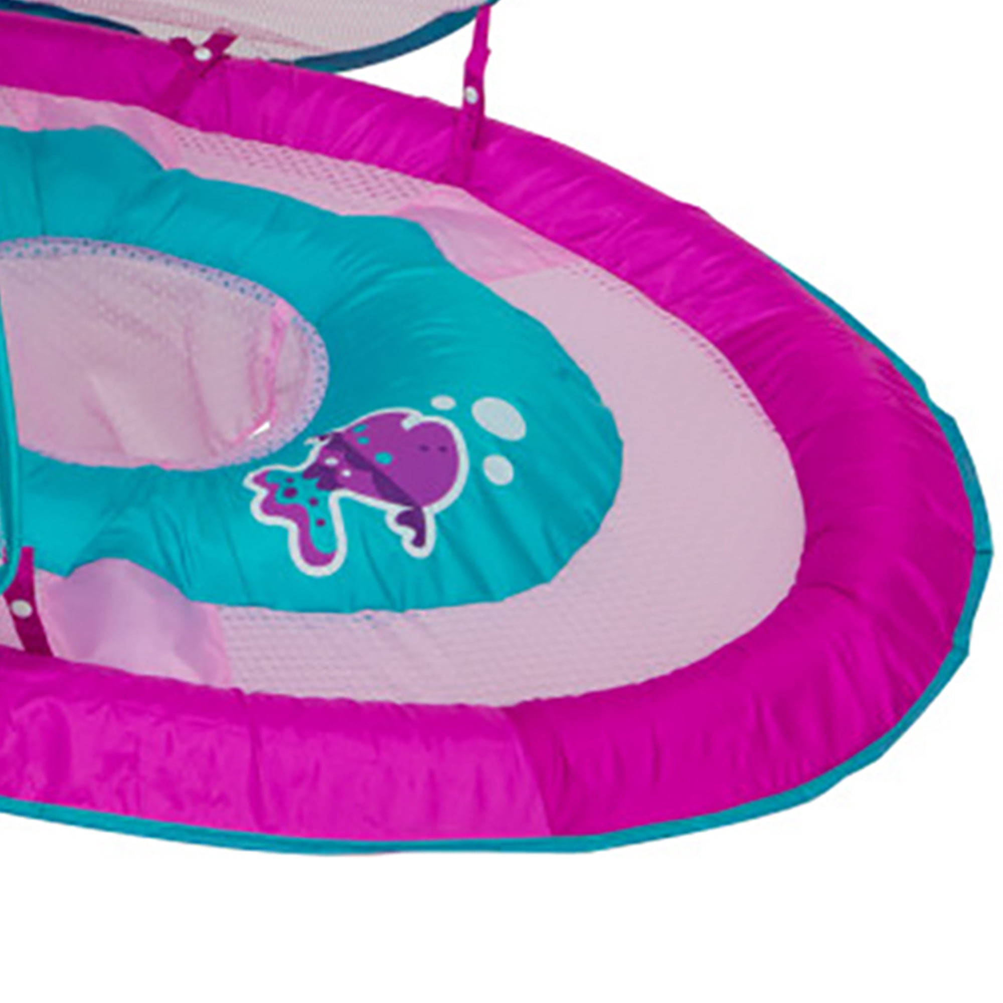 SwimWays Baby Spring Inflatable Round Pool Float w/ Protective Sun Canopy for Kids 9 to 24 Months, Pink Fish