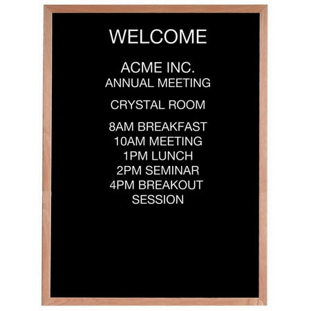 Aarco AOFD1218. Framed Letter Board Message Center. Frame is Oak